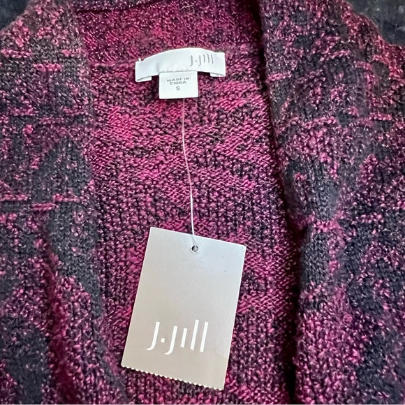 NWT J. Jill Tapestry Cotton Blend Floral Pocket Knit Moody Bordeaux Cardigan S - Picture 10 of 13